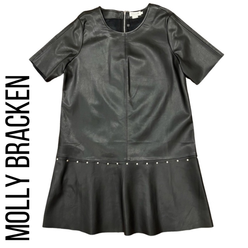 Molly Bracken NEW black faux leather dress size L